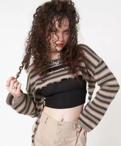 Minga London Molly Stripes Tie Knitted Shrug Clothing