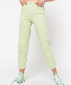 Minga London Pastel Green Denim Mom Jeans Clothing
