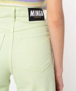 Minga London Pastel Green Denim Mom Jeans Clothing
