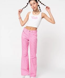 Minga London Clothing Pink Leopard Flare Jeans
