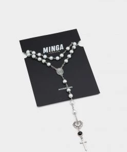 Minga London Pray 4 Me Rosary Pearl Beads Necklace
