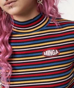 Minga London Rainbow Striped Ribbed Top