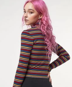 Minga London Rainbow Striped Ribbed Top