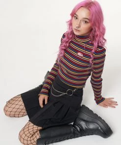 Minga London Rainbow Striped Ribbed Top