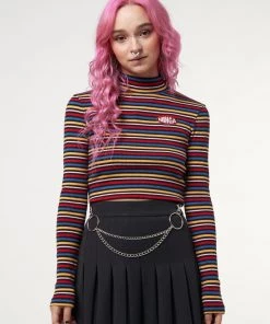 Minga London Rainbow Striped Ribbed Top