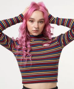 Minga London Rainbow Striped Ribbed Top