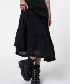 Minga London Most Wanted Raven Ruffle Lace Maxi Skirt