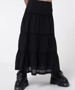 Minga London Most Wanted Raven Ruffle Lace Maxi Skirt