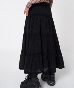 Minga London Most Wanted Raven Ruffle Lace Maxi Skirt