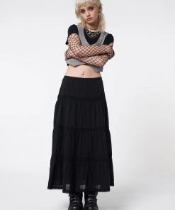 Minga London Most Wanted Raven Ruffle Lace Maxi Skirt