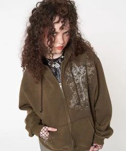 Minga London Rue Washed Zip Up Hoodie Jacket Clothing