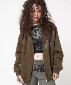 Minga London Rue Washed Zip Up Hoodie Jacket Clothing