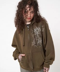 Minga London Rue Washed Zip Up Hoodie Jacket Clothing