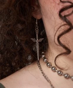 Minga London Clothing Silver Dagger Necklace & Earrings Set