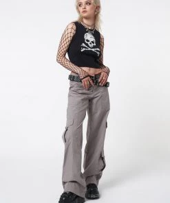 Minga London Most Wanted Skull Crossbones Black Vest Top