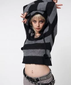 Minga London Smoke Stripes Hooded Knit Jumper