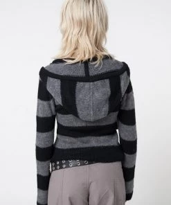 Minga London Smoke Stripes Hooded Knit Jumper