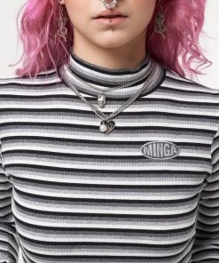 Minga London Smoky Striped Ribbed Top Clothing