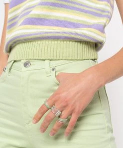 Minga London Clothing Translucent Green Plastic Rings Set