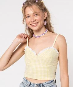 Minga London Clothing Maisie Yellow Gingham Frill Corset Top